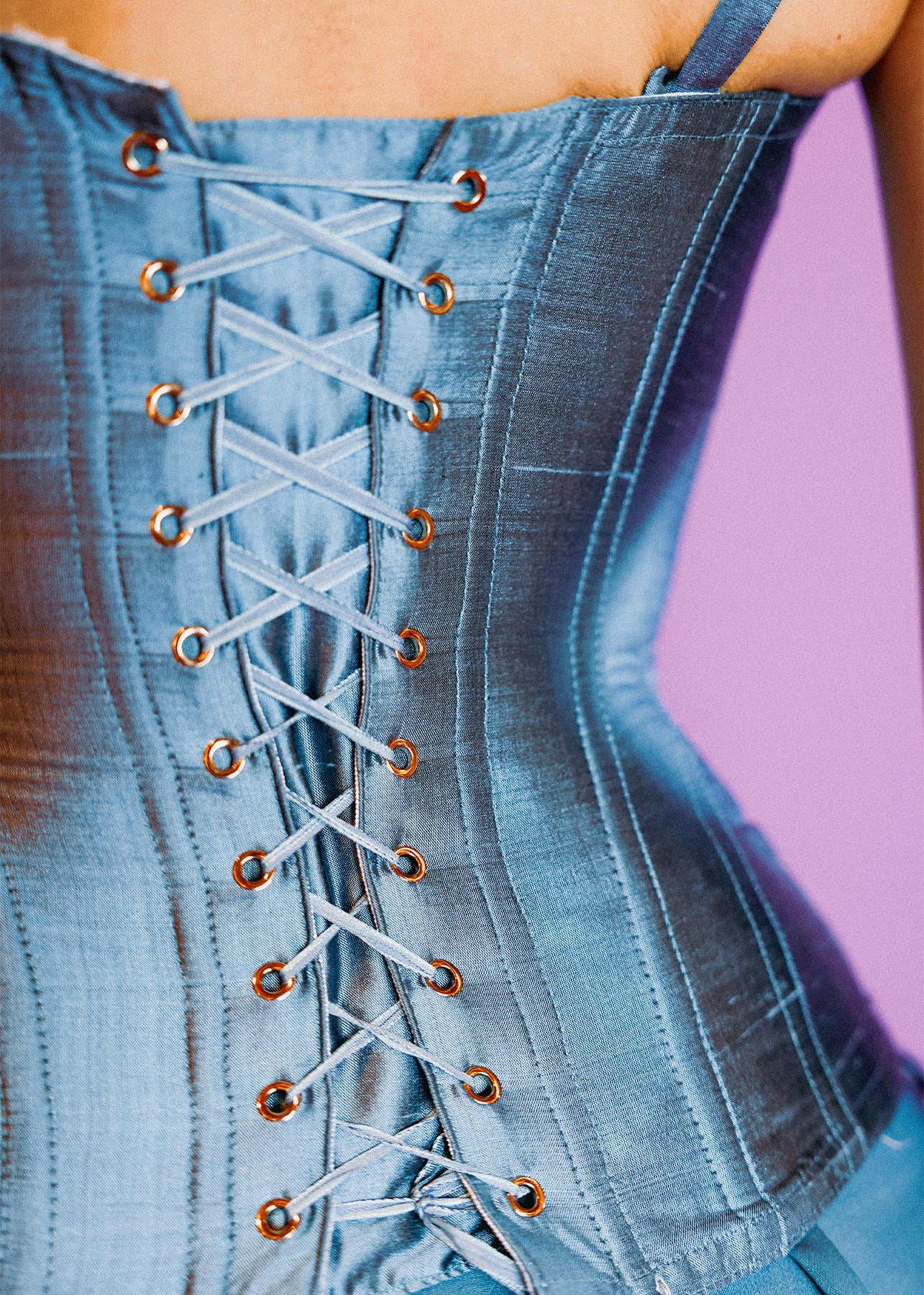 TAFFETA MARION CORSET BLUE