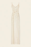 Maxi silk hand-embroidered gown for special summer occasions