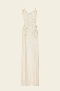 Maxi silk hand-embroidered gown for special summer occasions