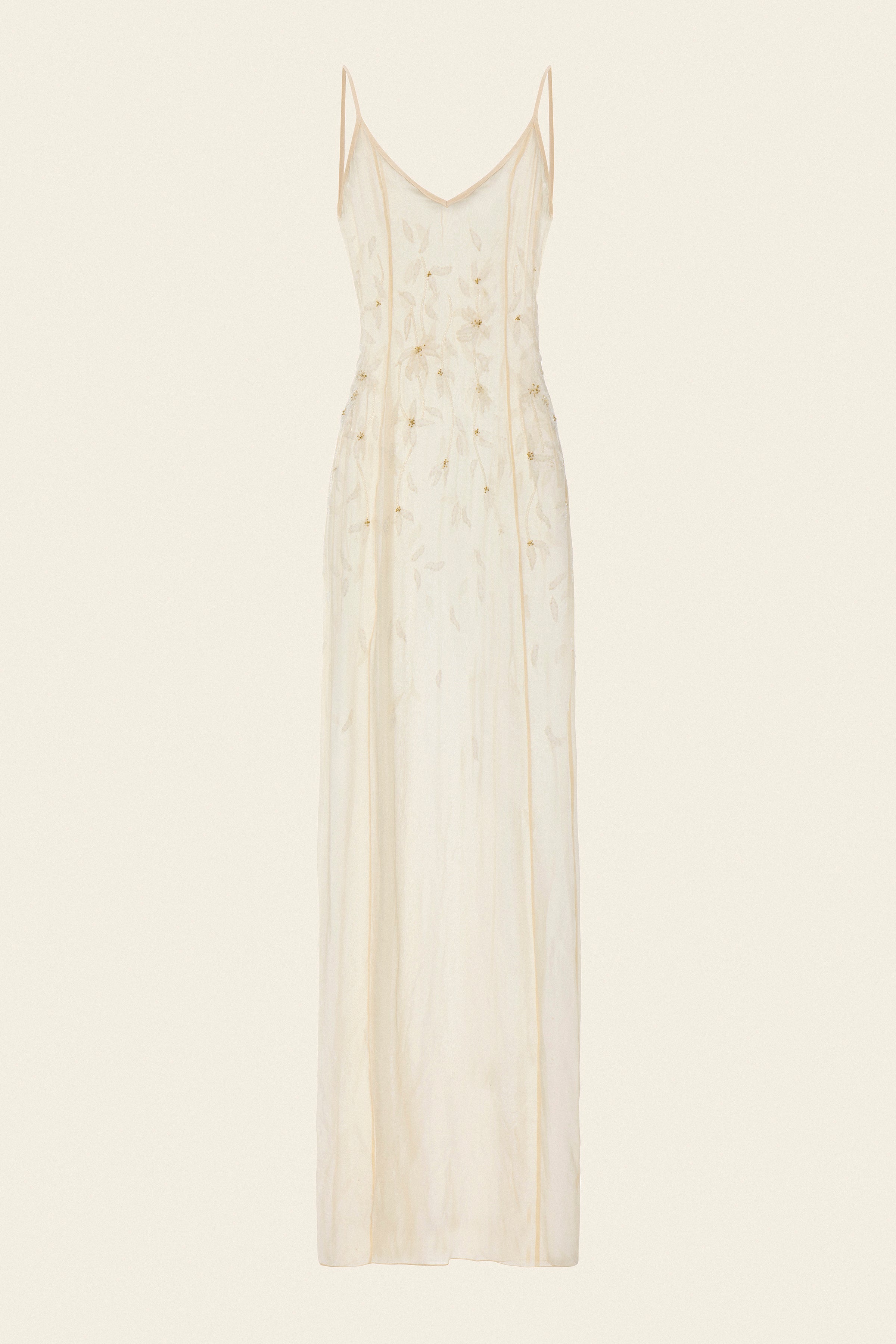 Maxi silk hand-embroidered gown for special summer occasions