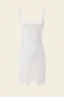 Fitted mini dress in ivory with hand-stitched crystals for special occasions and wedding parties