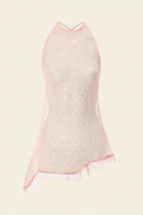 Crystal-pressed custom-lace top in pink for special occasions