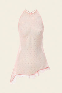 Crystal-pressed custom-lace top in pink for special occasions