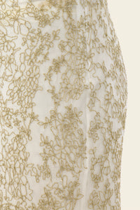 Hand-embroidered custom-lace flared pants in ivory for special occasions 