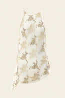 Hand-embroidered custom-lace top in ivory for special occasions 