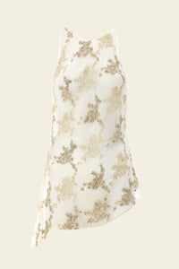 Hand-embroidered custom-lace top in ivory for special occasions 