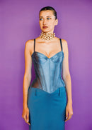 TAFFETA MARION CORSET BLUE