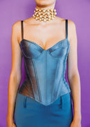 TAFFETA MARION CORSET BLUE