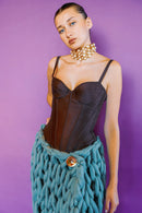 TAFFETA MARION CORSET BROWN