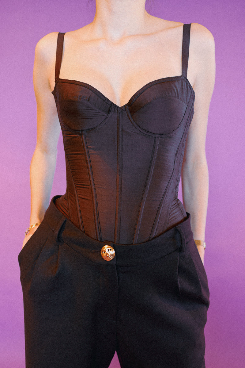 TAFFETA MARION CORSET BROWN