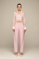 Modular pink cotton shirt for spring/summer special occasions