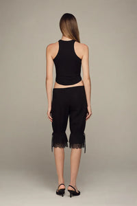 Mid-rise modal capri pants in black
