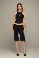 Mid-rise modal capri pants in black