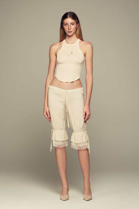 Hand-embroidered silk-blend tank top