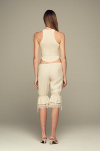 Hand-embroidered silk-blend tank top