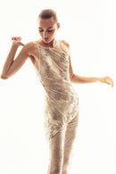 Hand-embroidered custom-lace top in ivory for special occasions 