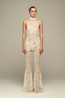 Hand-embroidered custom-lace top in ivory for special occasions 