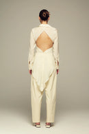 Mid-rise comfy elegant butter yellow pants with beaded chain