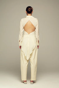 Mid-rise comfy elegant butter yellow pants with beaded chain