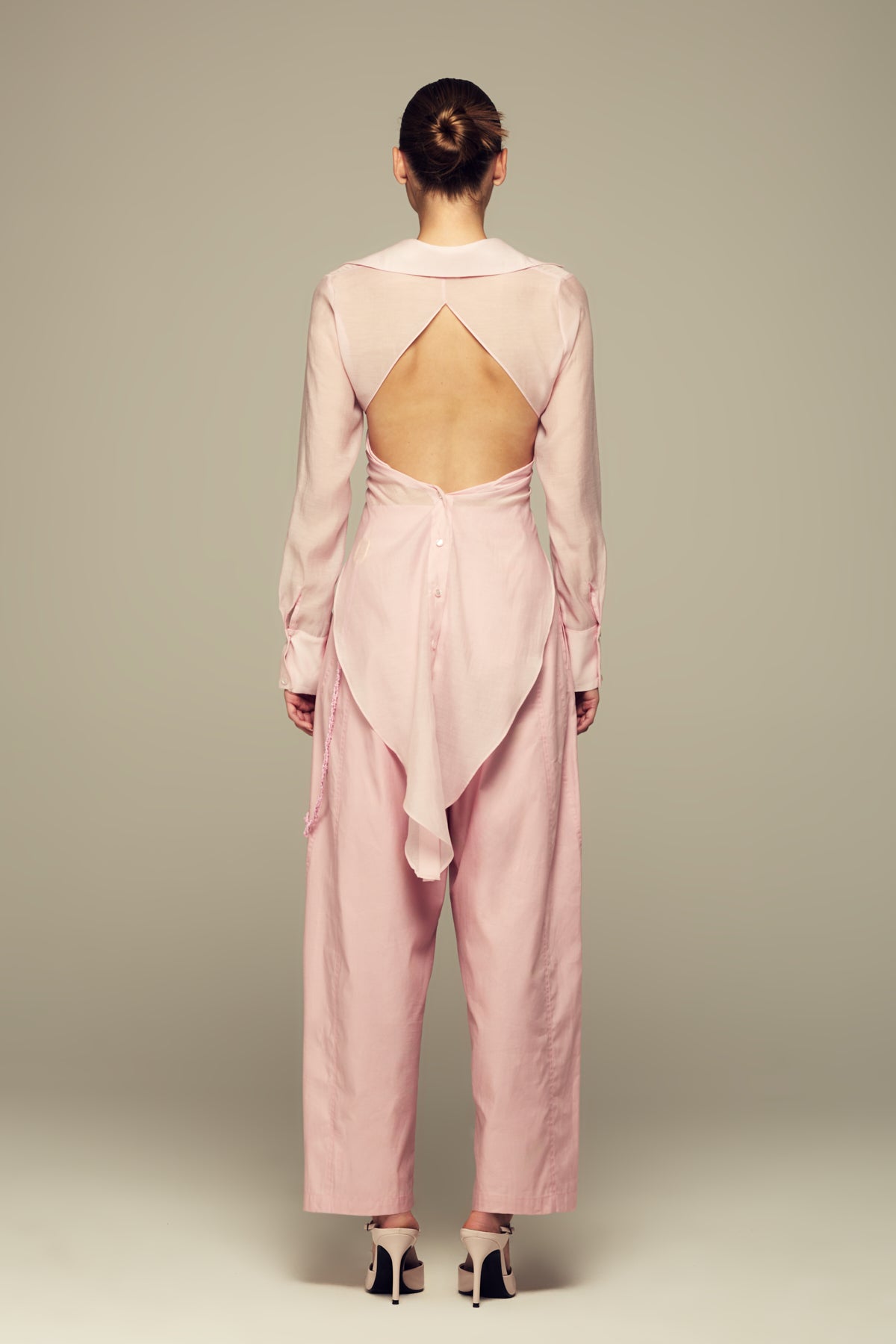 Modular pink cotton shirt for spring/summer special occasions