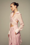 Modular pink cotton shirt for spring/summer special occasions