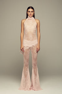 Crystal-pressed custom-lace top in pink for special occasions