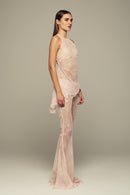 Crystal-pressed custom-lace top in pink for special occasions