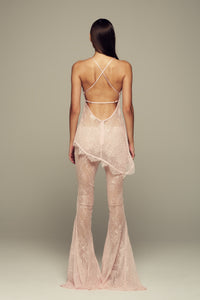 Crystal-pressed custom-lace top in pink for special occasions