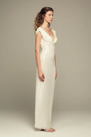 Elegant maxi white embroidered  sequins dress for special occasions