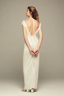 Elegant maxi white embroidered  sequins dress for special occasions