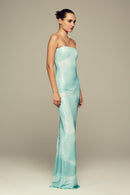 Digital print sequins blue maxi gown for summer/special occasions. 