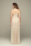 Maxi silk hand-embroidered gown for special summer occasions