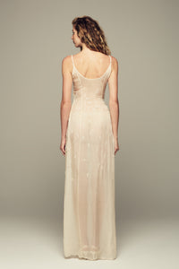 Maxi silk hand-embroidered gown for special summer occasions
