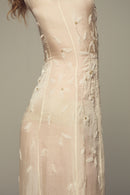 Maxi silk hand-embroidered gown for special summer occasions