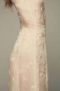 Maxi silk hand-embroidered gown for special summer occasions