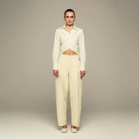 Modular ivory cotton shirt for spring/summer special occasions