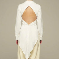 Modular ivory cotton shirt for spring/summer special occasions